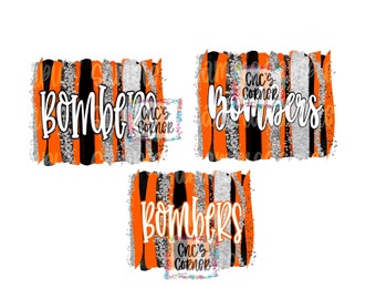 Bombers baseball orange png 3 files sublimation png