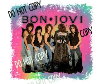 ROCK BAND 90 BONJOV heavy metal  tye die sublimation design png