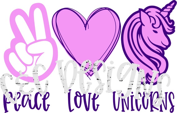 Download Svg peace love unicorns svg dxf file | Etsy