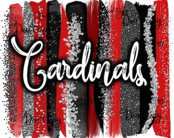 Brushstroke Cardinals red black glitter brushstroke png SUBLIMATION DESIGN MASCOT baseball