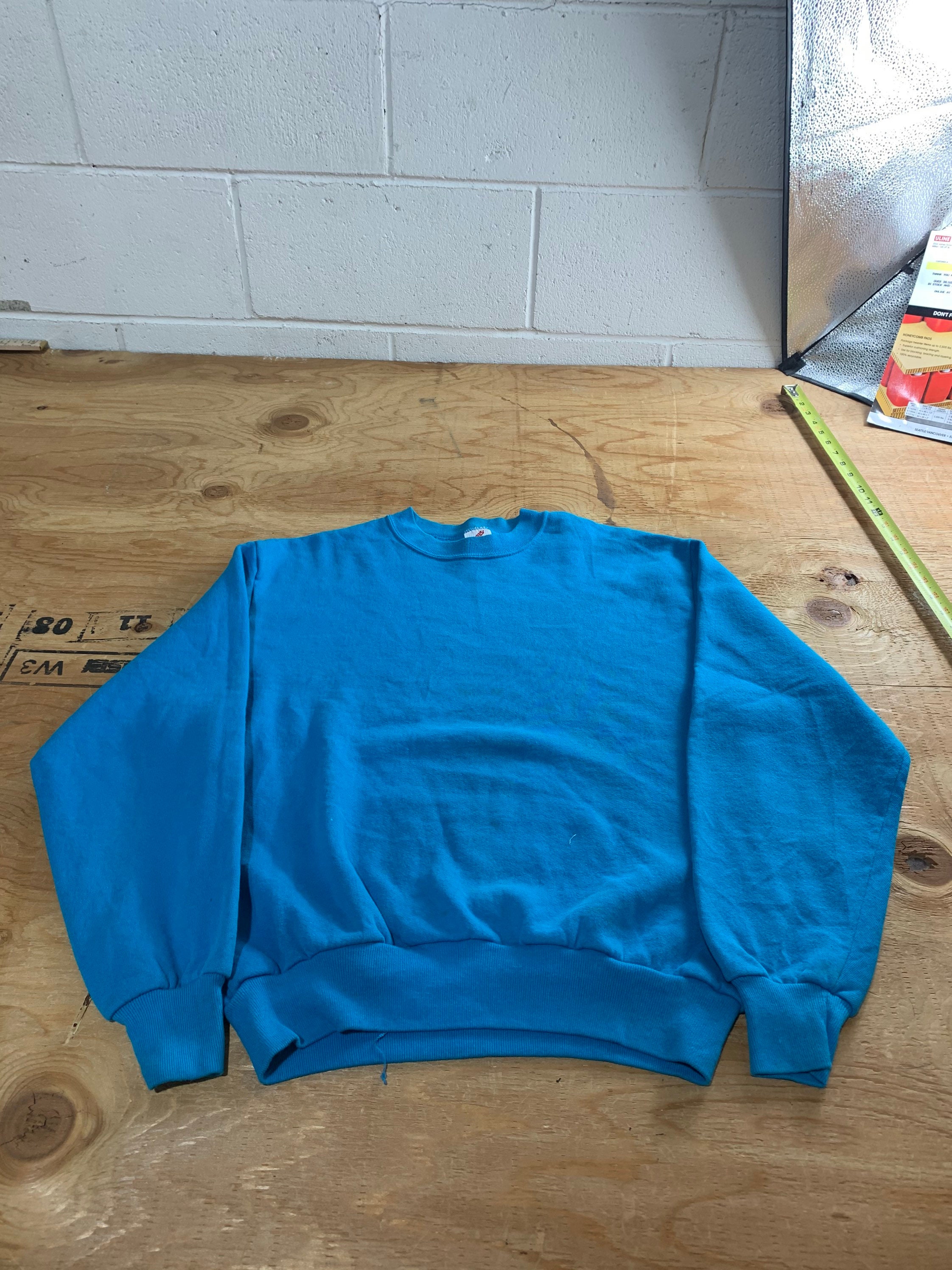 Vintage All Baby Blue Sweatshirt / Vintage Blank Crewneck / Etsy