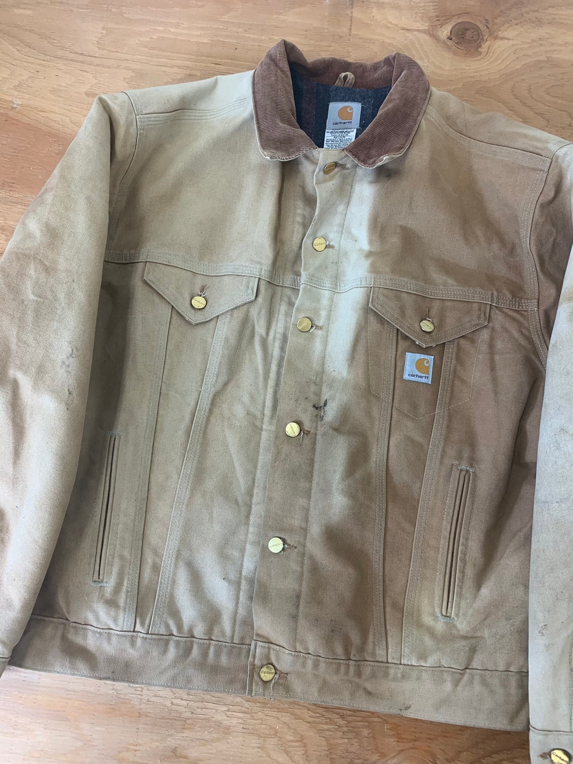 Vintage Carhartt Collared Made In USA Jacket/ Sun Faded Etsy