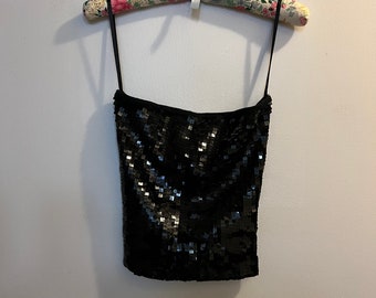 Vintage 1990s Studio Y Black Sequin Tube Top