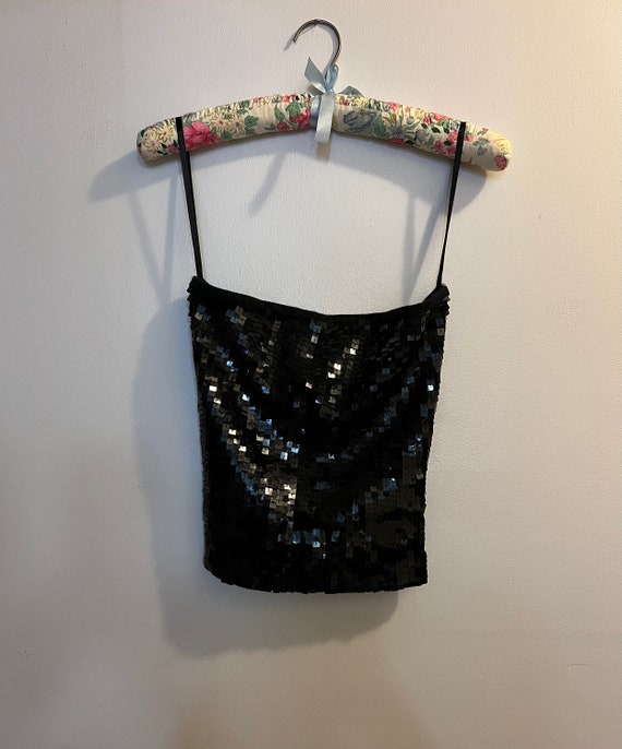 Vintage 1990s Studio Y Black Sequin Tube Top