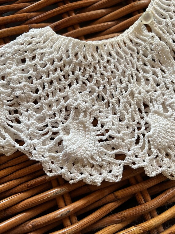 Antique Edwardian Hand Crocheted Lace Collar from… - image 9