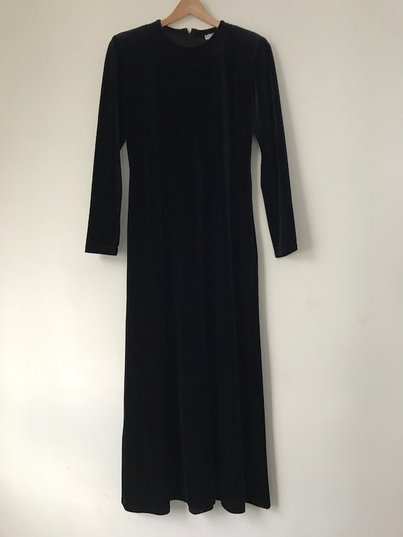 Vintage 1980’s black velvet maxi dress - image 1