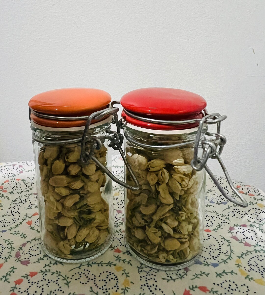 Vintage Spice Jars With Dried Jasmine Etsy