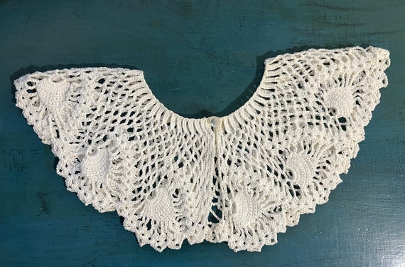 Antique Edwardian Hand Crocheted Lace Collar from… - image 1