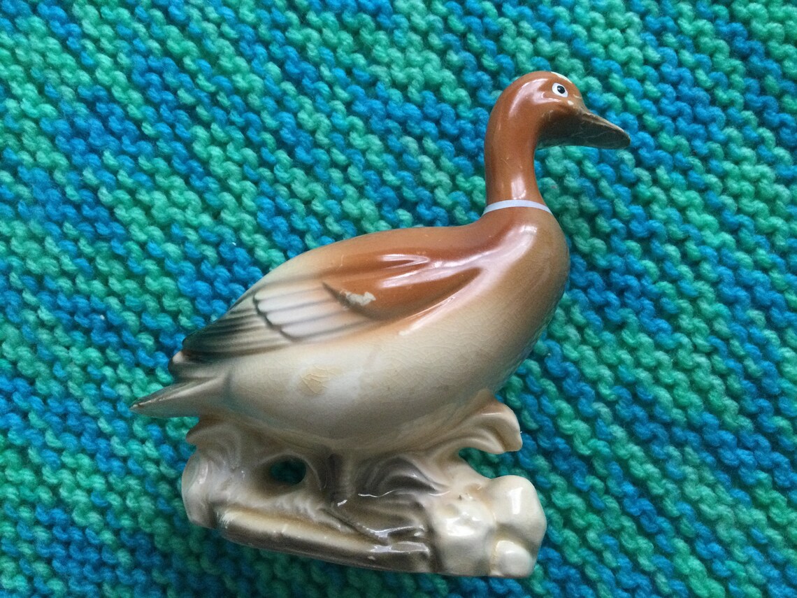 Vintage Japanese Ceramic Duck Figurine Hand Painted Light Etsy