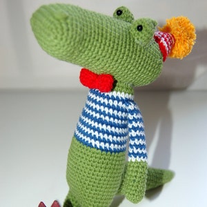 Rene Yacare Caiman, hand knit crocodile, toy gift, stuffed animal, nursery toy, amigurumi mascot, crochet alligator Pica Pau