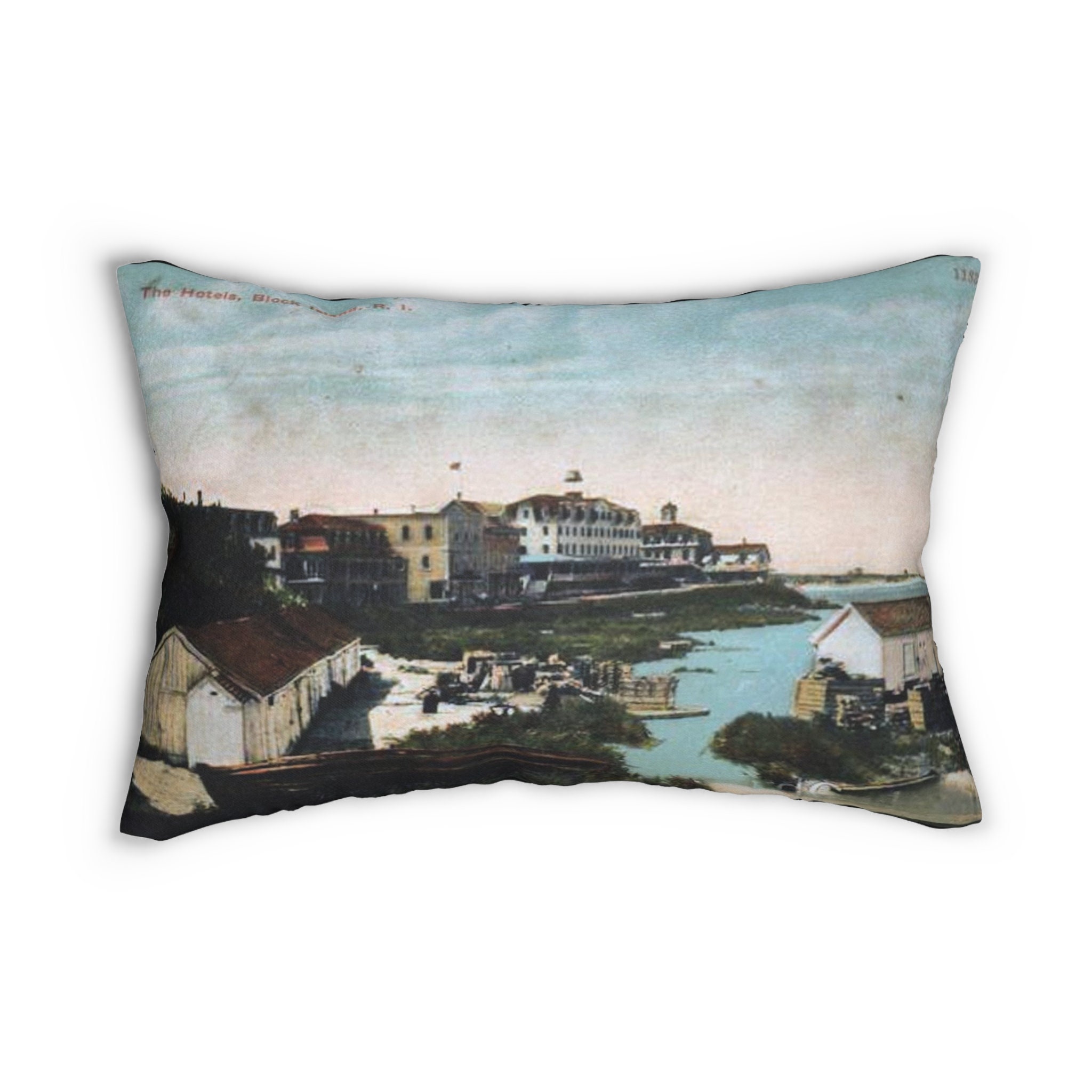 Grandeur by the Sea: 1911 Hotels vintage postcard pillow