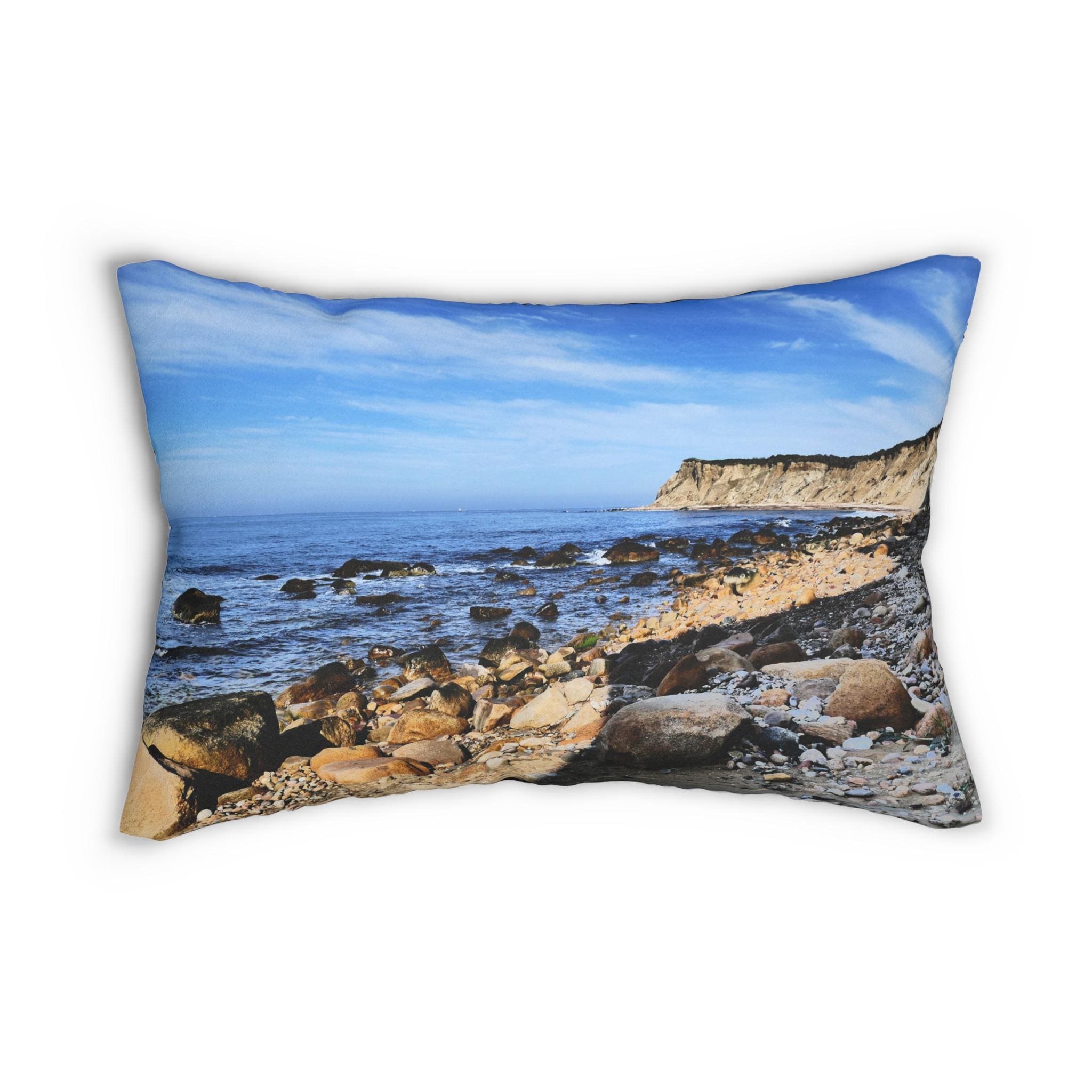 Beneath Mohegan Bluffs - Block Island photography pillow