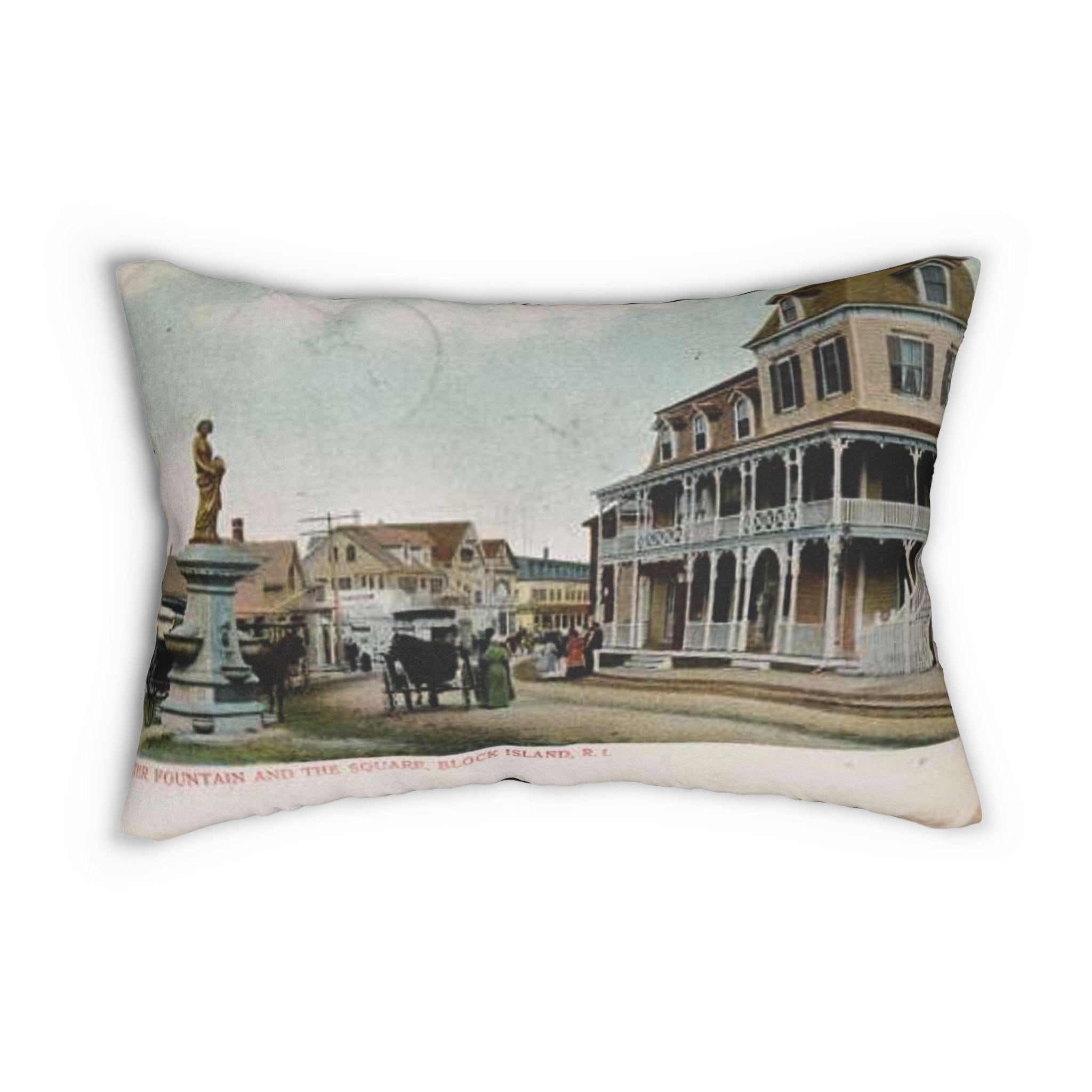 Historic Harbor Elegance: 1907 Rebecca and Old Harbor Inn vintage postcard pillow