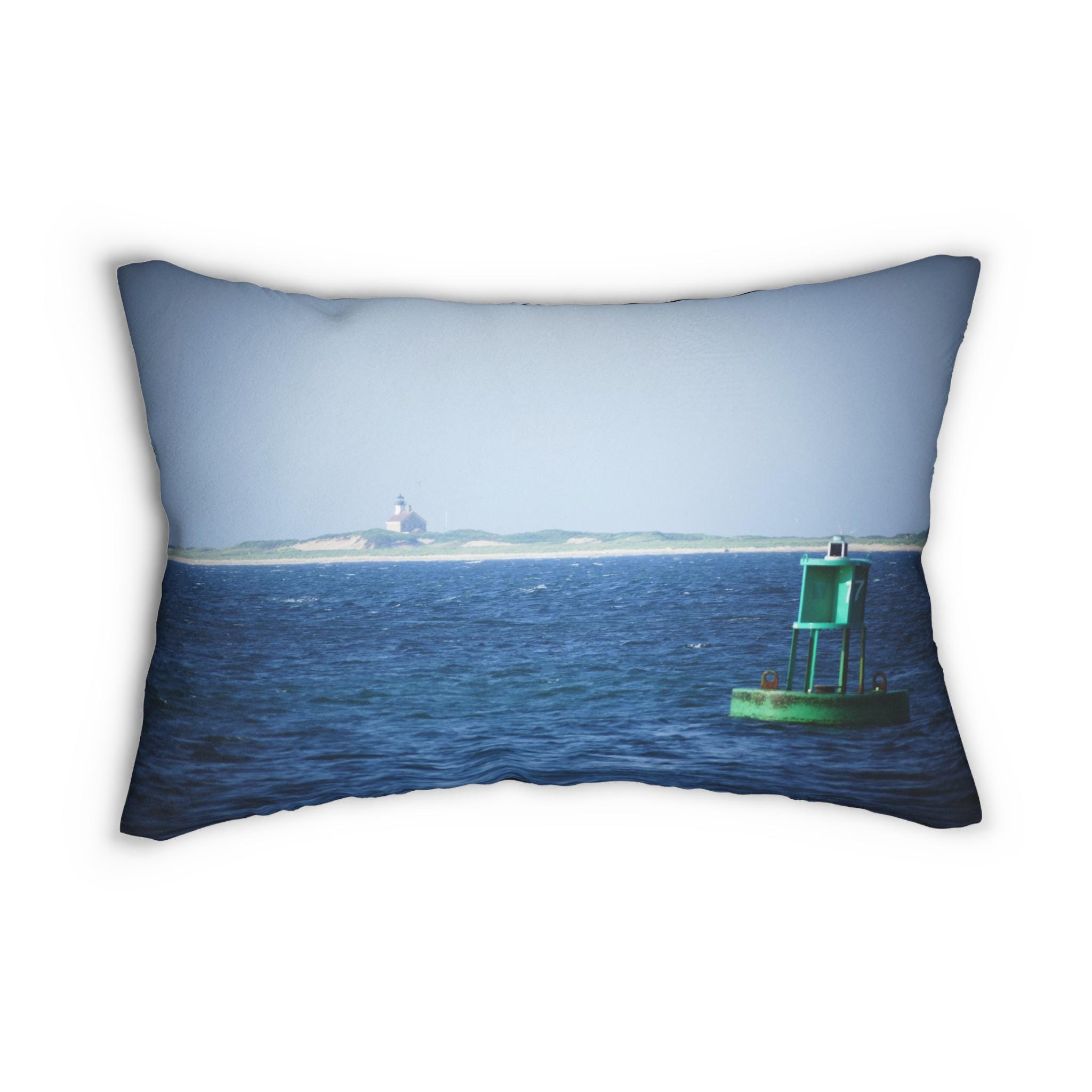 Guiding Lights - Contemporary Block Island photography pillow
