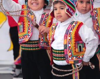 Valicha costume for boys | Traditional Peruvian outfit for kids | Andean folk dance costume | Cusco festival clothing handmade in Peru