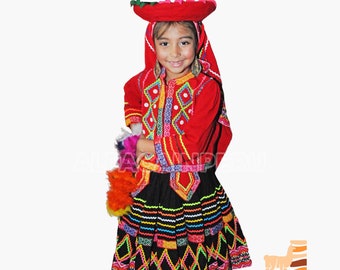 Typical costume "Valicha" for girls, typical valicha costume, Peruvian clothing, Peruvian dress "Valicha", Peru traditional clothes for boys