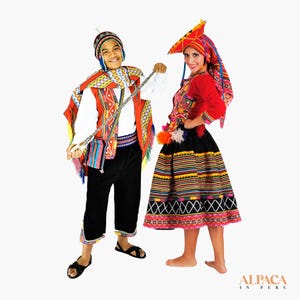 Peruvian Folk Dance Costume, Andean Traditional Outfit, Handmade Cusco Festival Attire, Valicha Peruvian Clothing for Men and Women