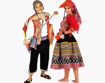 Peruvian Folk Dance Costume, Andean Traditional Outfit, Handmade Cusco Festival Attire, Valicha Peruvian Clothing for Men and Women