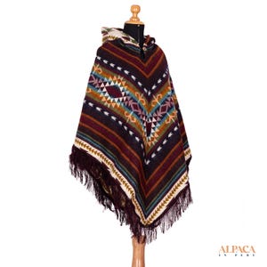 Brown Alpaca Poncho, Boho Wool Poncho, Handmade Wool Poncho, Unisex Hooded Poncho, Triangle Brown, Unisex Alpaca Poncho, Coat, Cape, Jacket