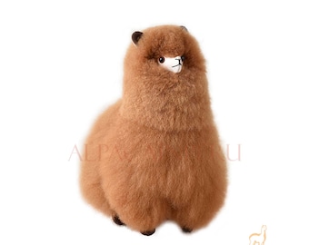 Adorable Brown Alpaca Fur Toy, 100% Real Alpaca Fur Toy, Toy Peruvian Alpaca, Brown Alpaca Leather Stuffed Animal, extremely soft toy