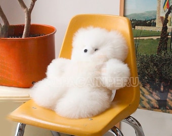 White alpaca teddy bear, teddy bear, 14 and 12 inch white teddy bear, anniversary gift bear, alpaca bear, alpaca fur stuffed animal, bears