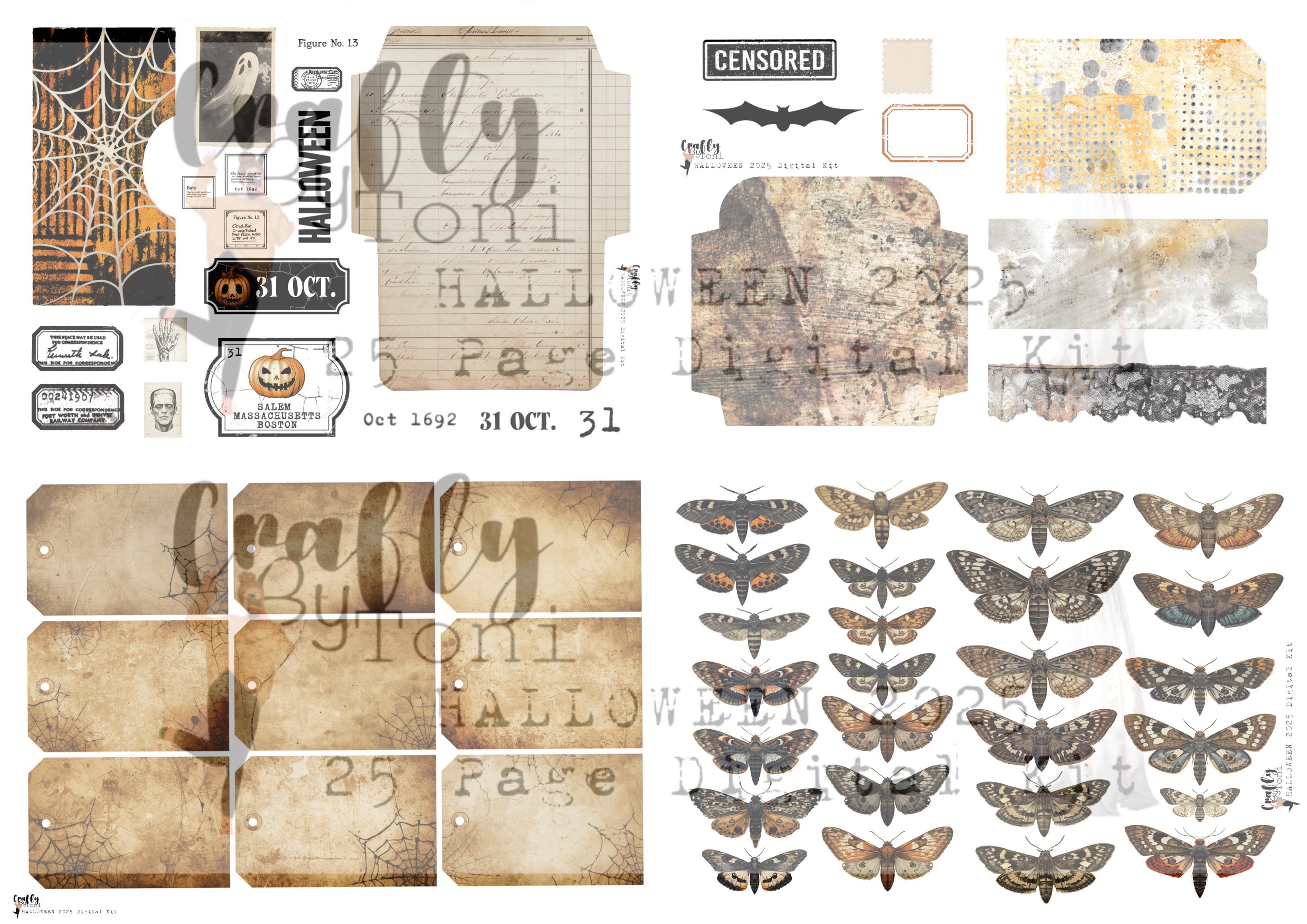 Vintage Halloween Junk Journal Kit: Printable Ephemera & Backgrounds ...