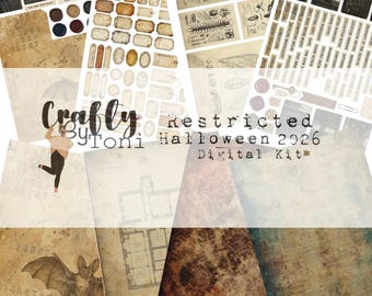Restricted Halloween Junk Journal Kit 2026 …40 Page Printable Ephemera & Backgrounds (Digital Download)