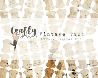 Vintage Jumbo Page Tabs - 2,5 ”Journal Ephemera Kit Digitaler Download