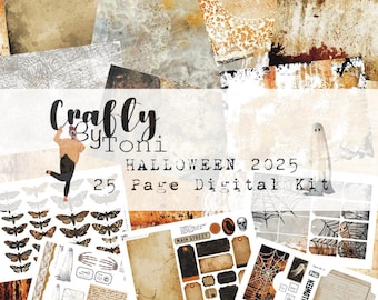 Vintage Halloween-junkjournaalkit: afdrukbare ephemera en achtergronden (digitale download)