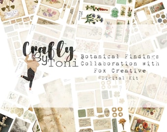 Botanical Findings & Matchbook Printable … Vintage Botanical Junk Journal Kit ……Collaboration Collection ……Digital Download