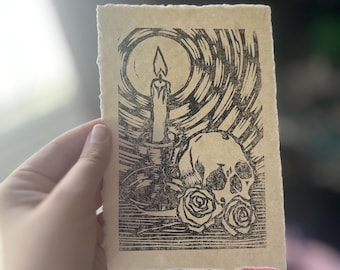 Candlelit Linocut Print