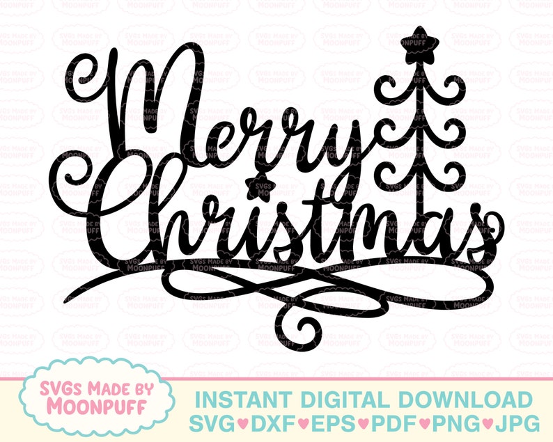 Merry Christmas Cake Topper SVG Cut File Tree Star Holiday Etsy