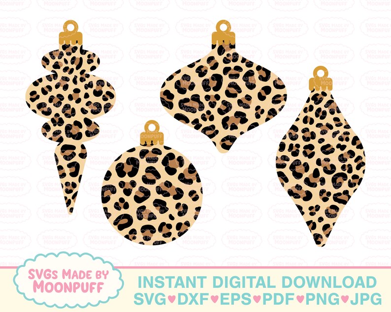Download Leopard Print Ornament Set Svg Cut File Design Layered Animal Etsy