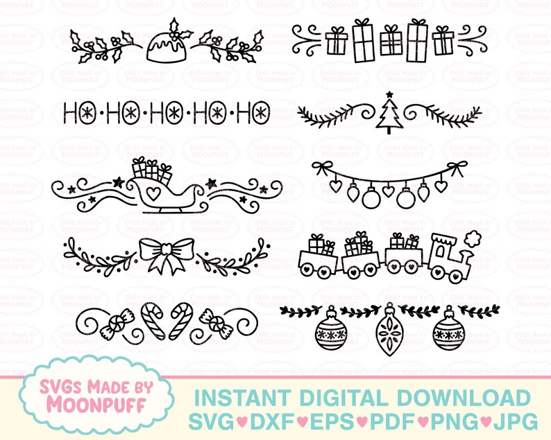 Hand-Drawn Christmas Dividers SVG cut file festive holiday  Etsy