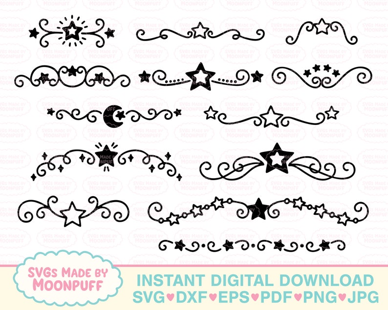 Download Hand-Drawn Star Dividers SVG cut file star border ...