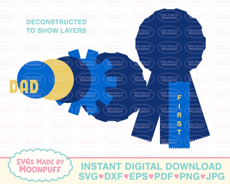 first 1st place dad blue ribbon award cut file svg fathers etsy