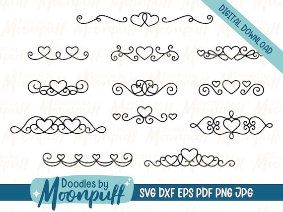 Elegant Heart Scroll Text Dividers SVG Clipart, Wedding Anniversary Swirl  Love Border Decorative Element Cut File, Dxf Eps Png Jpg Pdf - Etsy New  Zealand