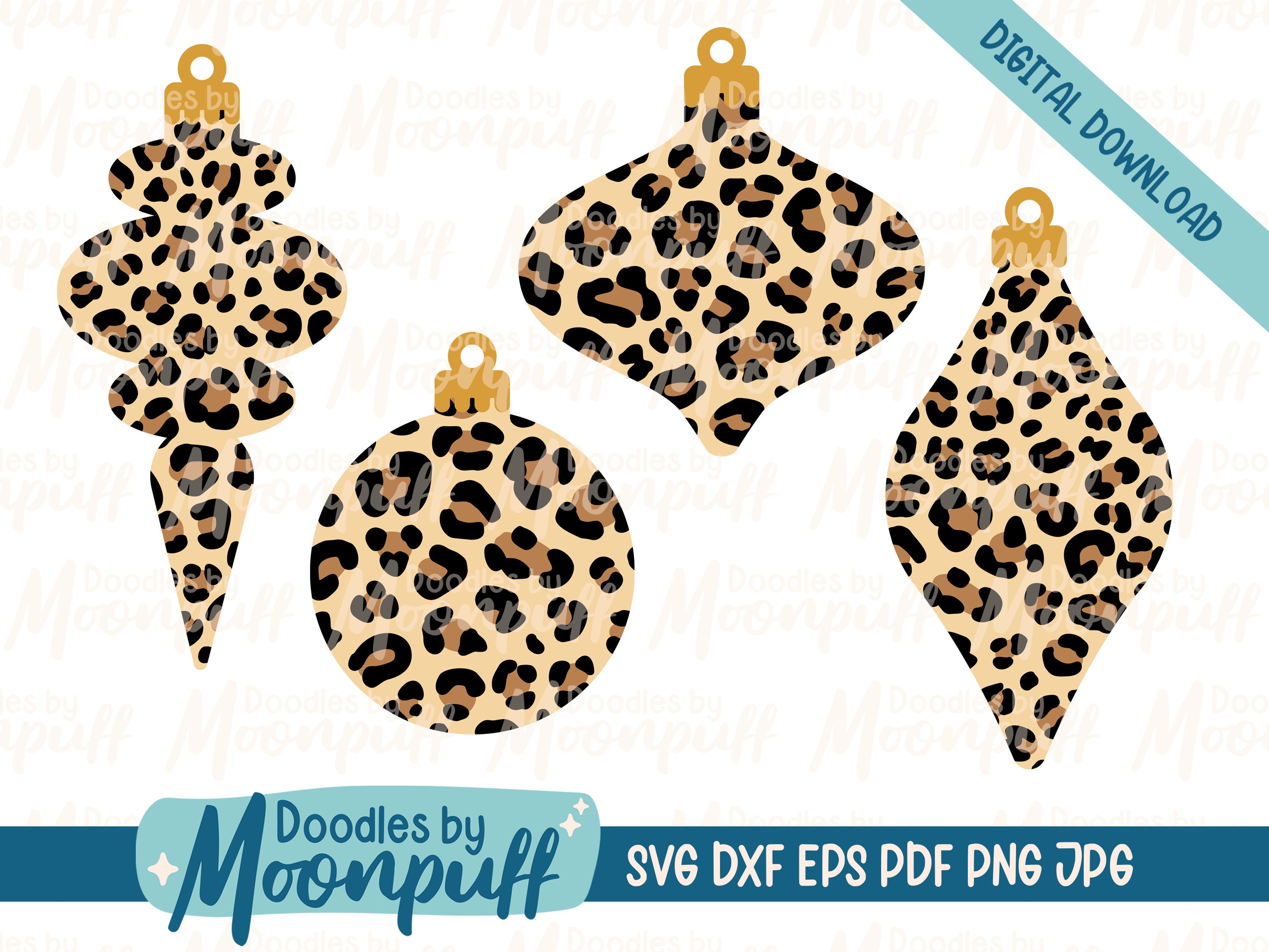 Leopard Print Ornament Set SVG Cut File Design Layered Animal Etsy UK