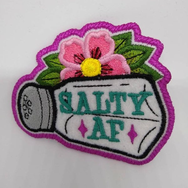 Salty af patch, AF salé, patch sarcastique, cadeau sarcastique pour collègue, cadeau de soeur drôle, patch thermocollant, patch brodé