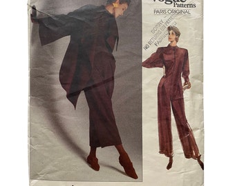 Uncut Montana Jumpsuit and Coat Pattern Bust 38 Dated 1989 Fabric Tag Included Vogue Paris Original 2389