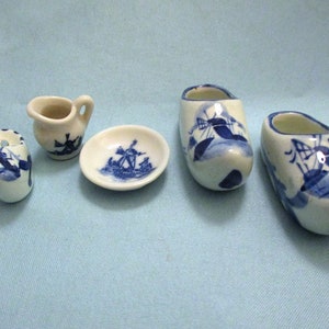 Delft Blue Miniature Porcelain Clogs & Pitcher Set