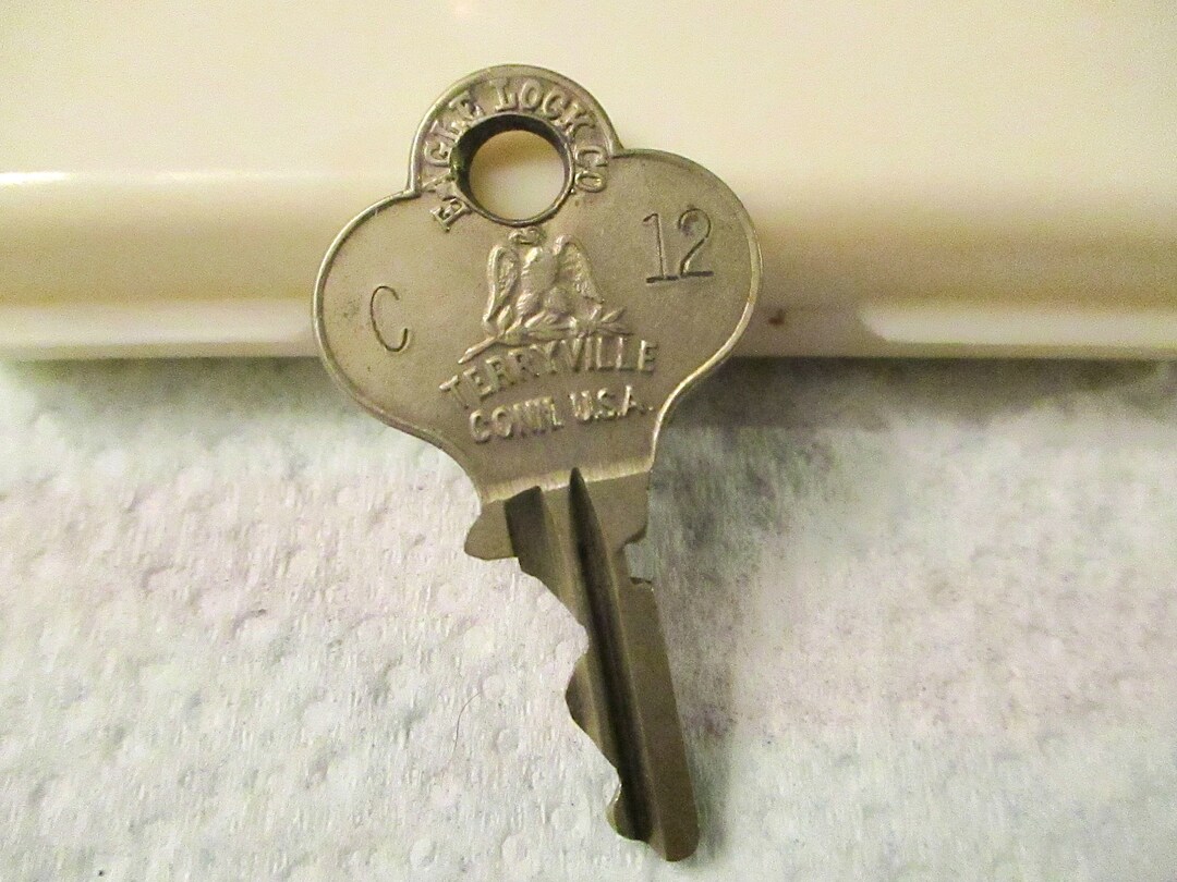 Antique Eagle Lock Company Key Ornate Markings Terryville Etsy