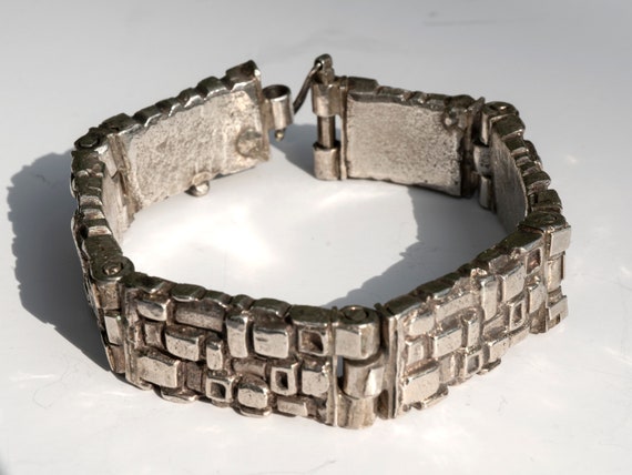 Vintage Brutalist Pewter Bracelet - Robert Larin … - image 1