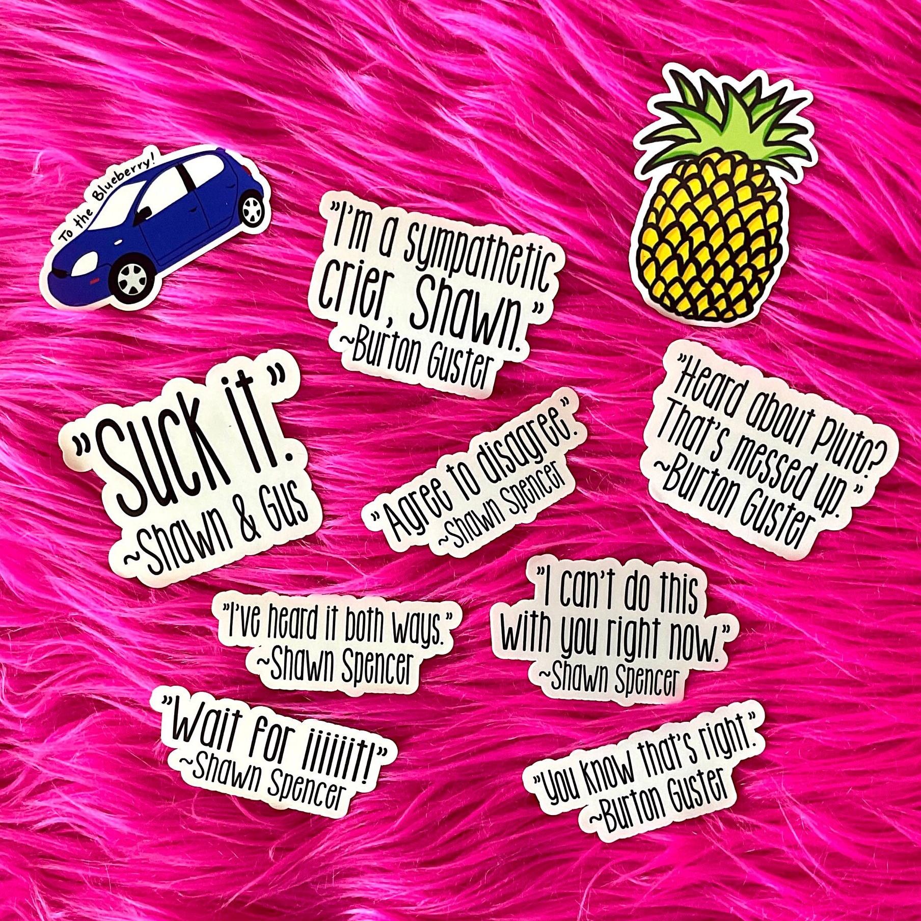 Psych TV Show Sticker Bundle, Running Jokes, Shawn Spencer quotes, Burton Guster quotes, Gift for Best Friend, Stocking Stuffer Gift TV157