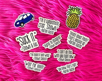 Psych TV Show Sticker Bundle, Running Jokes, Shawn Spencer quotes, Burton Guster quotes, Gift for Best Friend, Stocking Stuffer Gift TV157