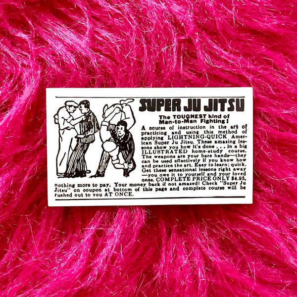 Retro Super Ju Jitsu Advertisement Sticker, 1950s Decal, Boxing MMA Sticker, Coworker Gift, Friend Gift, Laptop MacBook Sticker, Decal GR110