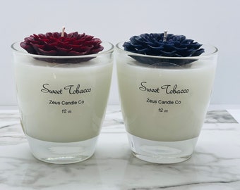 Sweet tobacco candle- peony flower candle- flower candle- bridal shower gift- birthday gift- housewarming gift- wedding gift