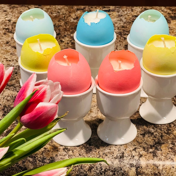 Egg shell Candles- soy egg candles- Easter egg candles - soy candles- Easter decor- Easter candles - cherry almond candles