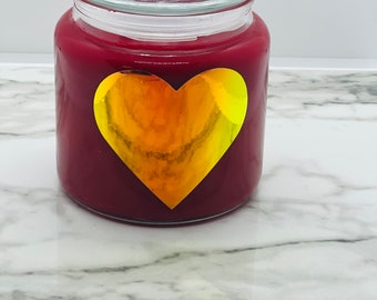 Heart candle- Valentine candle- sea salt and orchid candle- jar candle - wood wick candle- romantic candle- centerpiece