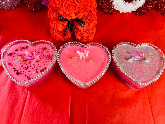 Candele di San Valentino Tipo di romanticismo per sempre regalo di San  Valentino candele a cuore petali di rosa candele di cristallo candela  scintillante a forma di cuore -  Italia